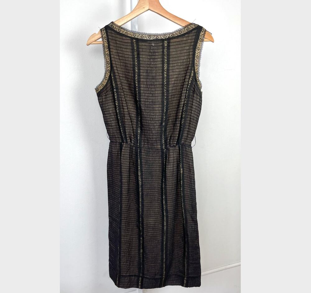 VTG Jon McCauley Dress Sleeveless Shift Black Pleated Lace XS 0 50s 60s